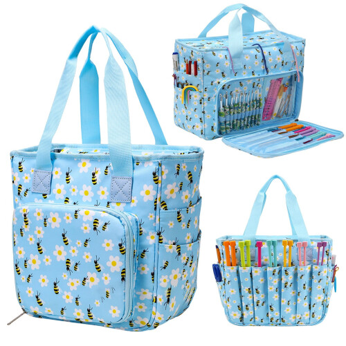 Πλεκτή τσάντα Tote – Oxford Cloth, κλείσιμο με 4 φερμουάρ, μεγάλη