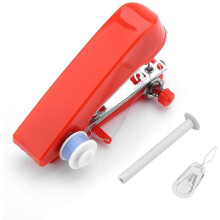 Mini macchina da cucire portatile rossa, senza fili, a mano
