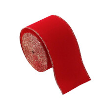 Weihnachtliches Drahtband, 2 m x 6,3 cm – Festliches Bastel- und Geschenkset
