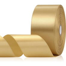 Cinta de satén color oro champán de 2" x 60 yardas