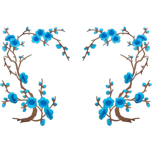 Toppa termoadesiva ricamata con fiori di ciliegio (2 pezzi)