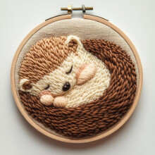 Baby Hedgehog Punch Needle Kit – Tryckt Mönster, Ring &