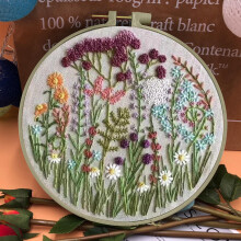 Blumenstickerei-Set für Anfänger – 30 cm Baumwollstoff
