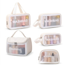 Transparent PVC Cosmetic Bag, Large Clear Toiletry Bag, Waterproof Wash Bag