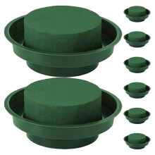 Set di blocchi di spugna floreale verde – Spugna umida rotonda, 8 pezzi