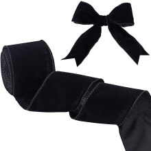 Schwarzes Samt-Kabelband, 64 mm x 10 m