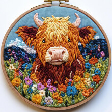 Nålstanskit Highland Cow Design 20x20cm