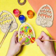 Uovo di Pasqua in legno non rifinito, 3,5 pollici