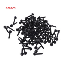 100 occhi di sicurezza in plastica nera per bambole, 3-6 mm