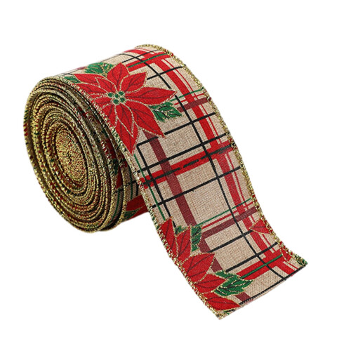 Fitas de Natal em rolo com arame para embrulhar presentes e decorar.