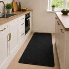 (Short Pile 80x150cm, Black) Luxury Short Pile Rug - Soft Fluffy Anti-Slip Washable Area Rug with Memory Foam Backing | Living Room & Bedroom Carpet