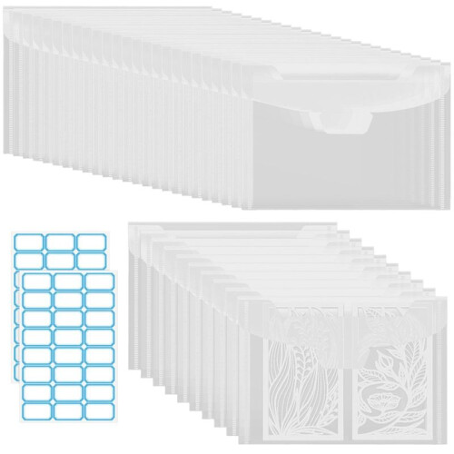 35pc Clear Stamp and Die Envelopes, Scrapbooking Storage Die-Cuts for Card Making, Stencil Storage