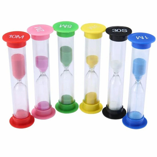 6Pcs Sand Timer Plastic  Timer Sandglass  Small 30Sec/1Min/2Mins/3Mins/5Mins/10Mins Sand Clock Timer