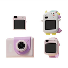 Multi HD Kindercamera met Touchscreen (48 MP), Horloge met Fotospelletjes, Cartoonfiguur, Draagbaar met Nekband, Educatief Speelgoed B