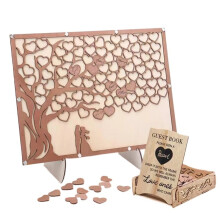 Wedding Guest Book Alternative Tree with Wooden Hearts, Rustic Guest Book for Wedding Reception, Anniversary