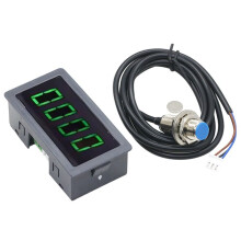 Industrial Tachometer 8-24V Motor RPM Counter 10-9999RPM 0.56" 4-Digit LED 5V NPN Hall Sensor & Magnet Green
