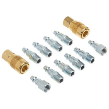 (S-210) Kit de 12 Piezas de Acoplador y Tapón de Aire Estilo M de 1/4" NPT, Máx. 300 PSI, 40 SCFM