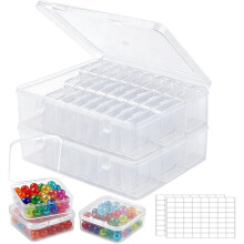 Perlenaufbewahrungsbox, 2er-Pack, Aufbewahrung für 60 Kleine Perlen, Inklusive 2 Etikettenbögen