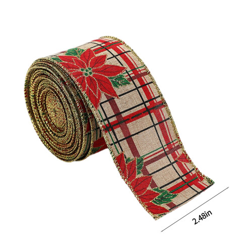 Fitas de Natal em rolo com arame para embrulhar presentes e decorar. 2