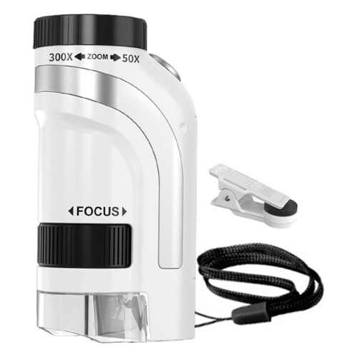 Kids Pocket Microscope 50x-300x Magnification with LED Light, Portable Handheld Digital Microscope for Children A