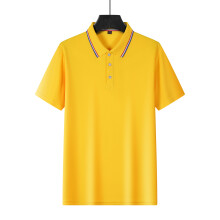 (Yellow, M) Amerikanisches Kurzarm-Sommer-Polo-T-Shirt für Herren