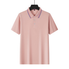 (Pink, L) American Short-Sleeve Men's Summer Polo T-Shirt