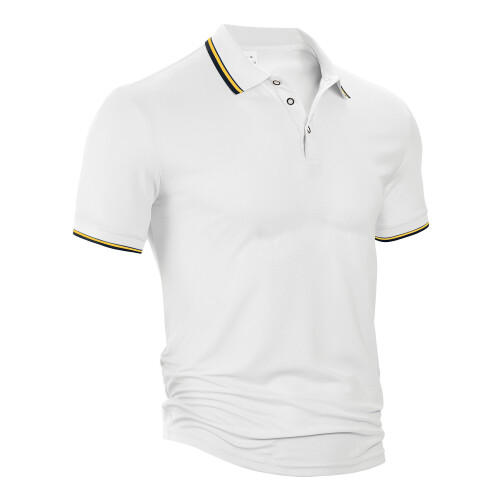 (White, S) Polo da uomo a maniche corte, ampia e traspirante, ideale per l'estate.