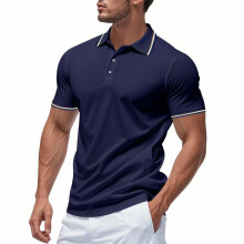 (Navy Blue, XL) Polo da uomo a maniche corte, ampia e traspirante, ideale per l'estate.
