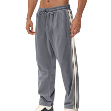 (Gray, XXL) Vår Sommar Herr Nya Amerikanska Enkla Randiga Casual Lösa Corduroy Sport Långbyxor
