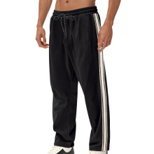 (Black, XXL) Vår Sommar Herr Nya Amerikanska Enkla Randiga Casual Lösa Corduroy Sport Långbyxor