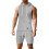 (Light Gray, M) Ensfarget jacquard-hettevest og shortssett for menn 1
