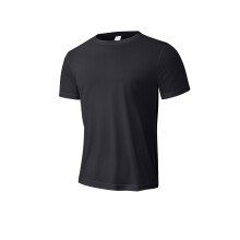 (Black, XXL) Maglia termica da uomo estiva traspirante a maniche corte con scollo rotondo, vestibilità slim, per sport e corsa.