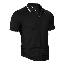 (Black, XXL) Sommarlös, andningsbar herrpolo med kort ärm