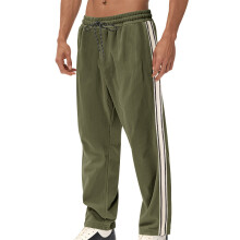(Military Green, L) Vår Sommar Herr Nya Amerikanska Enkla Randiga Casual Lösa Corduroy Sport Långbyxor