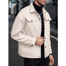 (Apricot, XL) Cappotto da uomo in lana con colletto risvoltato, autunno/inverno, giacca sportiva casual.