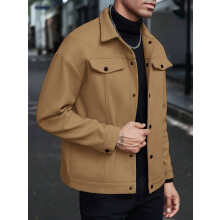 (Earth Yellow, XXL) Cappotto da uomo in lana con colletto risvoltato, autunno/inverno, giacca sportiva casual.