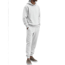 (White, XL) Herr Vår Höst Lös Casual Sport Långärmad Långbyxor Stora Storlekar Jacquard Hooded Sweatshirt Set