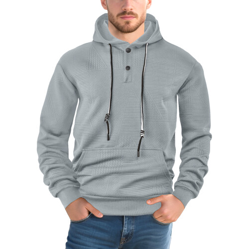 (Gray, S) Pull-over printemps-automne uni décontracté sport ample à manches longues et capuche