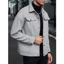(Light Gray, XXXL) Cappotto da uomo in lana con colletto risvoltato, autunno/inverno, giacca sportiva casual.