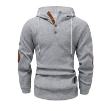 (Light Gray, L) Höst Vinter Herr Enfärgad Jacquard Hooded Sweatshirt Lös Avslappnad Sporttopp