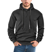 (Black, S) Frühlings- und Herbstpullover, einfarbig, lässig, sportlich, locker, langärmelig, Kapuzenpullover