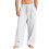 (White, L) Men's Linen Loose Casual Long Pants with Pockets & Drawstring Solid Trendy 1
