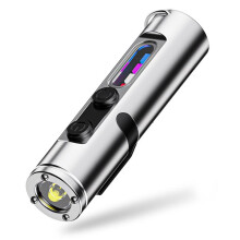 Wiederaufladbare EDC-Taschenlampe: 500 Lumen -Schlüsselanhängerlampe mit Feuerstarter und Glasbrecher, 3 Farbige Seitenlichter