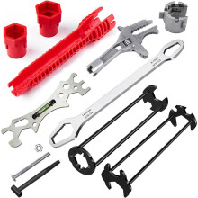 Basin Wrench Set, 8 in-1 Sink & Faucet Wrench, Adjustable Wrench Wide Jaw Short Shank 6-75mm, Universal Plumbing Tools