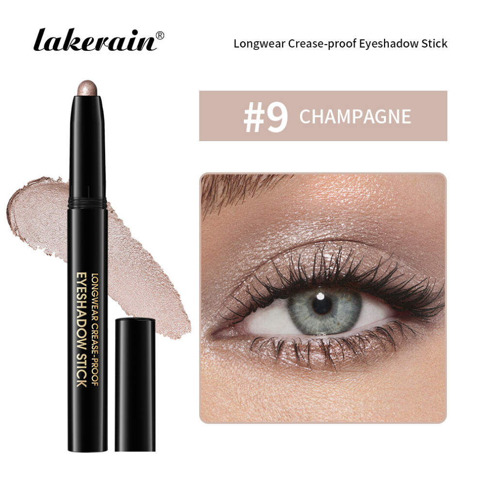 (Color-9) Creamy Matte & Glitter Eyeshadow Stick Waterproof Shimmer Eye Pencil & Eyeliner for Makeup