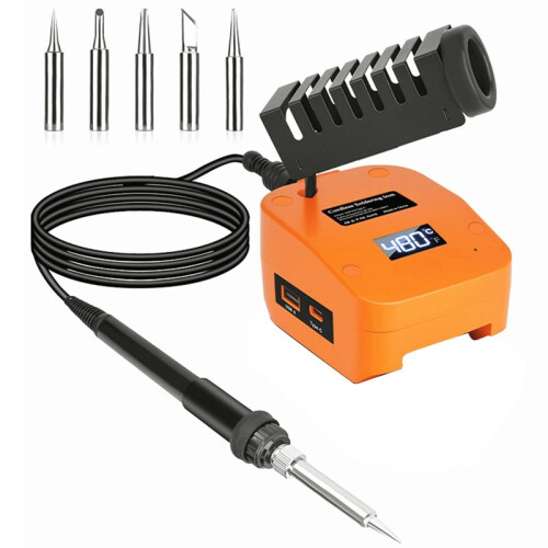 Estação de Solda Sem Fio  4PIN 20V com Aquecimento Rápido, Display Digital e USB Tipo-C.