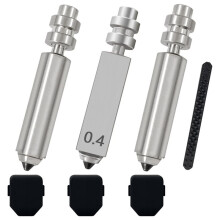 Lot de 3 Buses Bimétalliques Intégrées en Acier Trempé de 0,4 mm pour pour Kobra XW / Lot de 3 Capuchons en Silicone et 1 Essuie-Buse