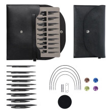 Ensemble D'Aiguilles à Tricoter Circulaires Interchangeables - 9 Paires (5+8 cm) avec Accessoires, Idéal pour les Voyages