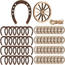 56Pcs Western Theme Party Decorations Horseshoes Wagon Wheel Decor for Crafts Western Cowboy Table Centerpieces