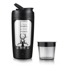 Black Electric Protein Shaker Bottle, Rechargeable Protein Shaker Bottle, Blender Bottle Shaker Mixer Cup Sports Shaker for Protein_P